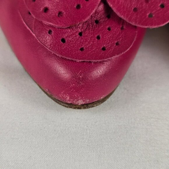 Vintage Nickles Size 8.5B Pink Leather D'Orsay Heels Leather Flower Accent Italy - Picture 3 of 14